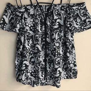 Black and white Express blouse, size small